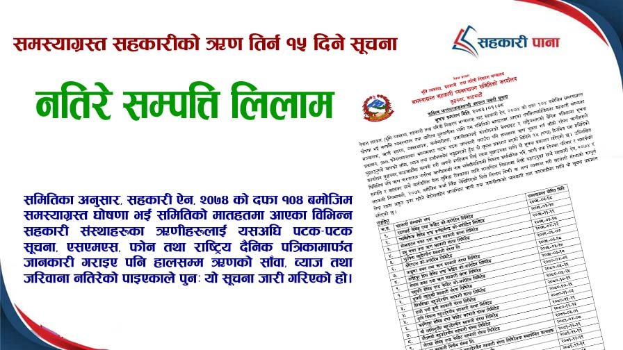 ऋण असुली प्रक्रिया तीव्र, १५ दिनभित्र बुझाउन समितिको निर्देशन